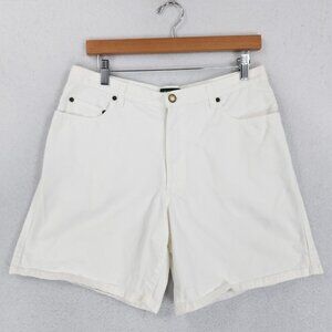 Eddie Bauer Shorts Womens 12 White 100% Cotton 5 Pocket High Rise Casual Summer